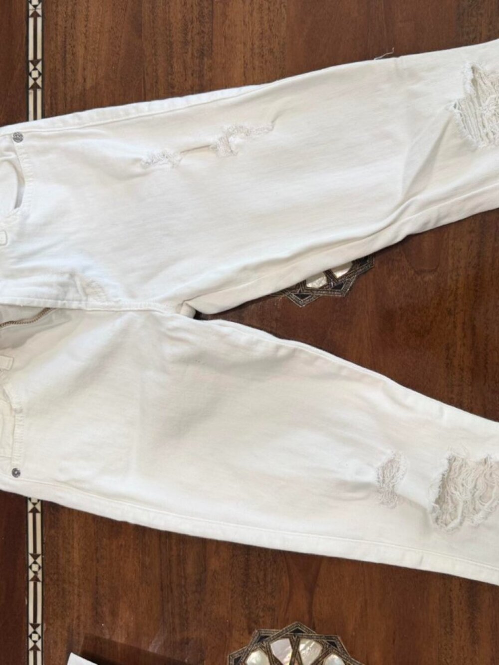 7 For All Mankind White Distressed Jeans